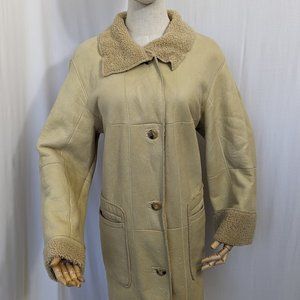 Christ Greman Leather Beige Jacket Size 38